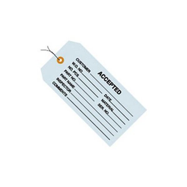 Box Packaging Inspection Tags, "Accepted", Pre Wired, #5, 4-3/4"L x 2-3/8"W, Yellow, 1000/Pack G20013
